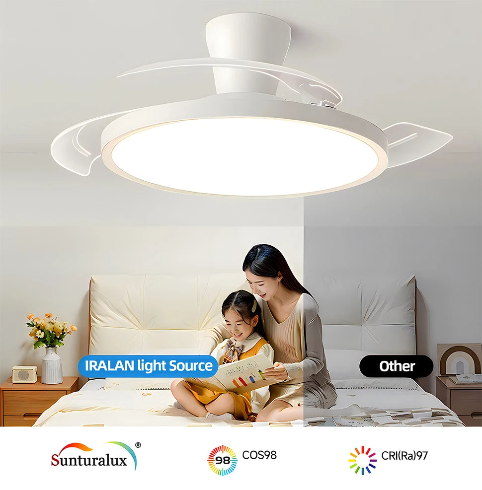 Retractable Blade Ceiling Fan Light
