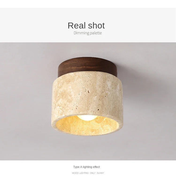 Stone Wood Round Surface Downlight