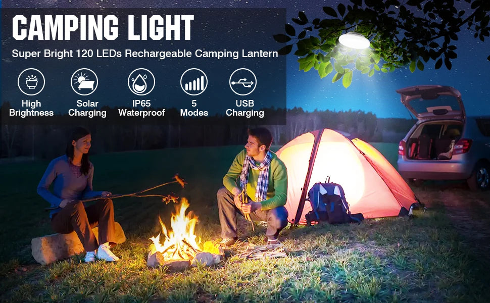 Outdoor Lighting LED Leaf Camping Lamp Hung Emergency Solar USB