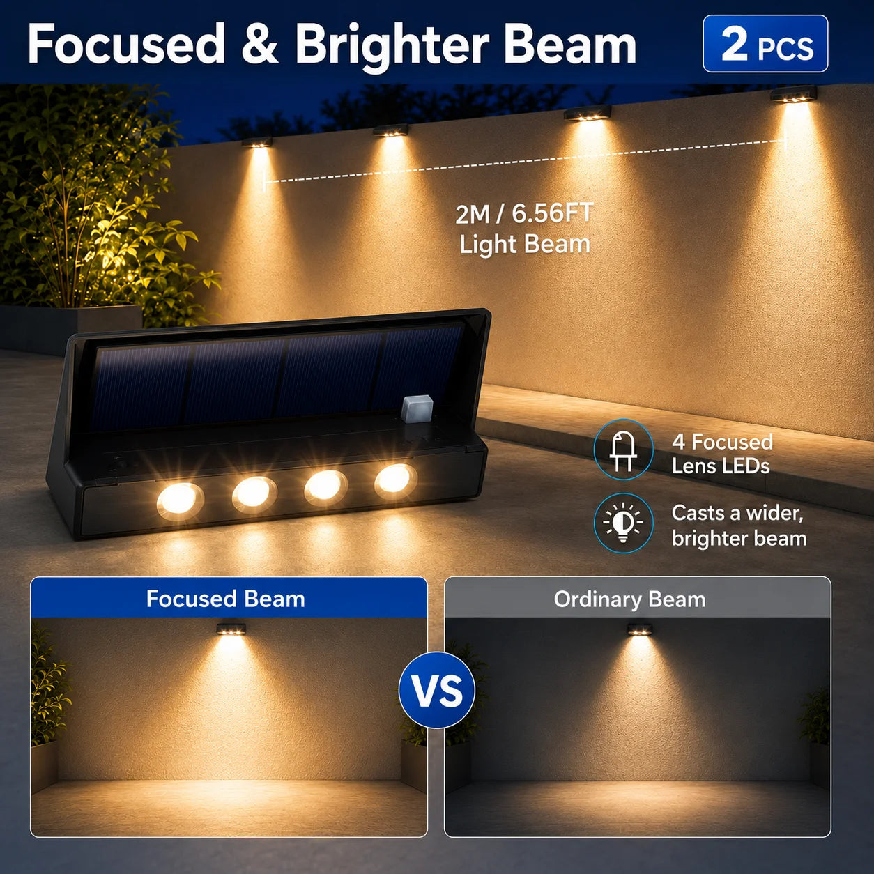 Solar LED Fence Lights 2 Pack