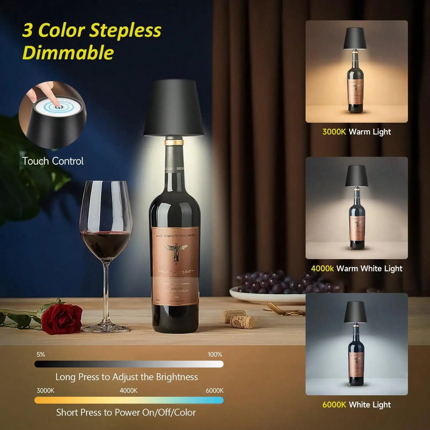 Rechargeable Wine Bottle Table Lamp