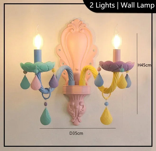 European Children Rainbow Chandelier Designer Macarone Lights Led