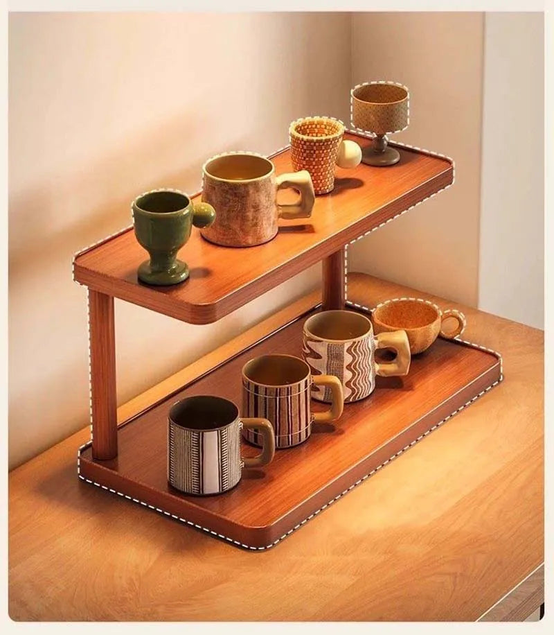 Wooden Tea Room Storage Rack
