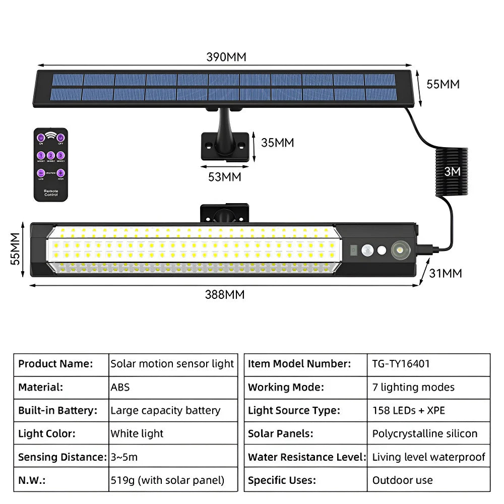 316 LED Solar Security Wall Light