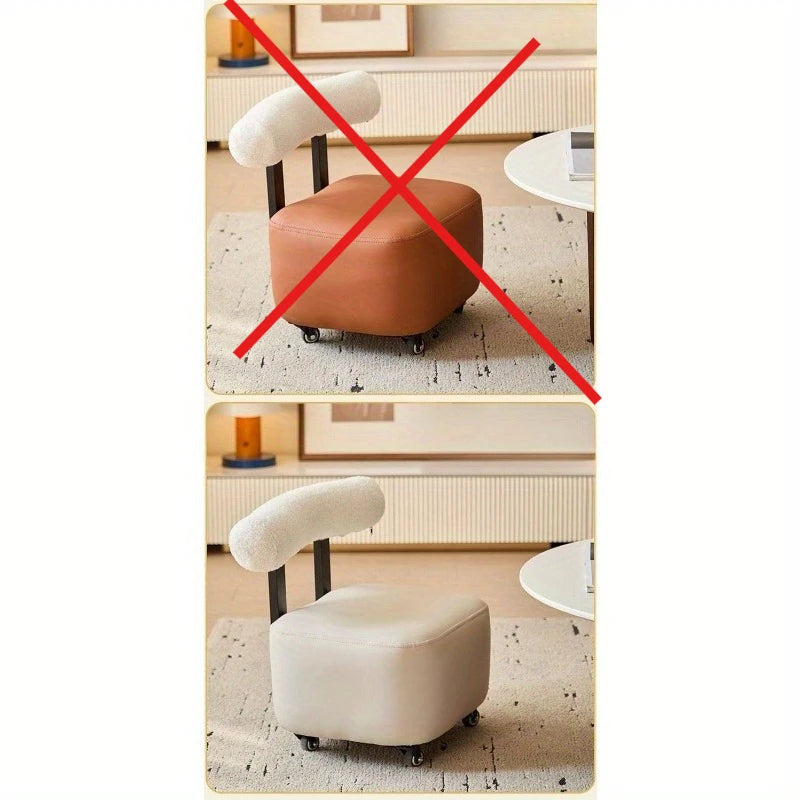 Solid Wood Shoe Changing Stool with Backrest