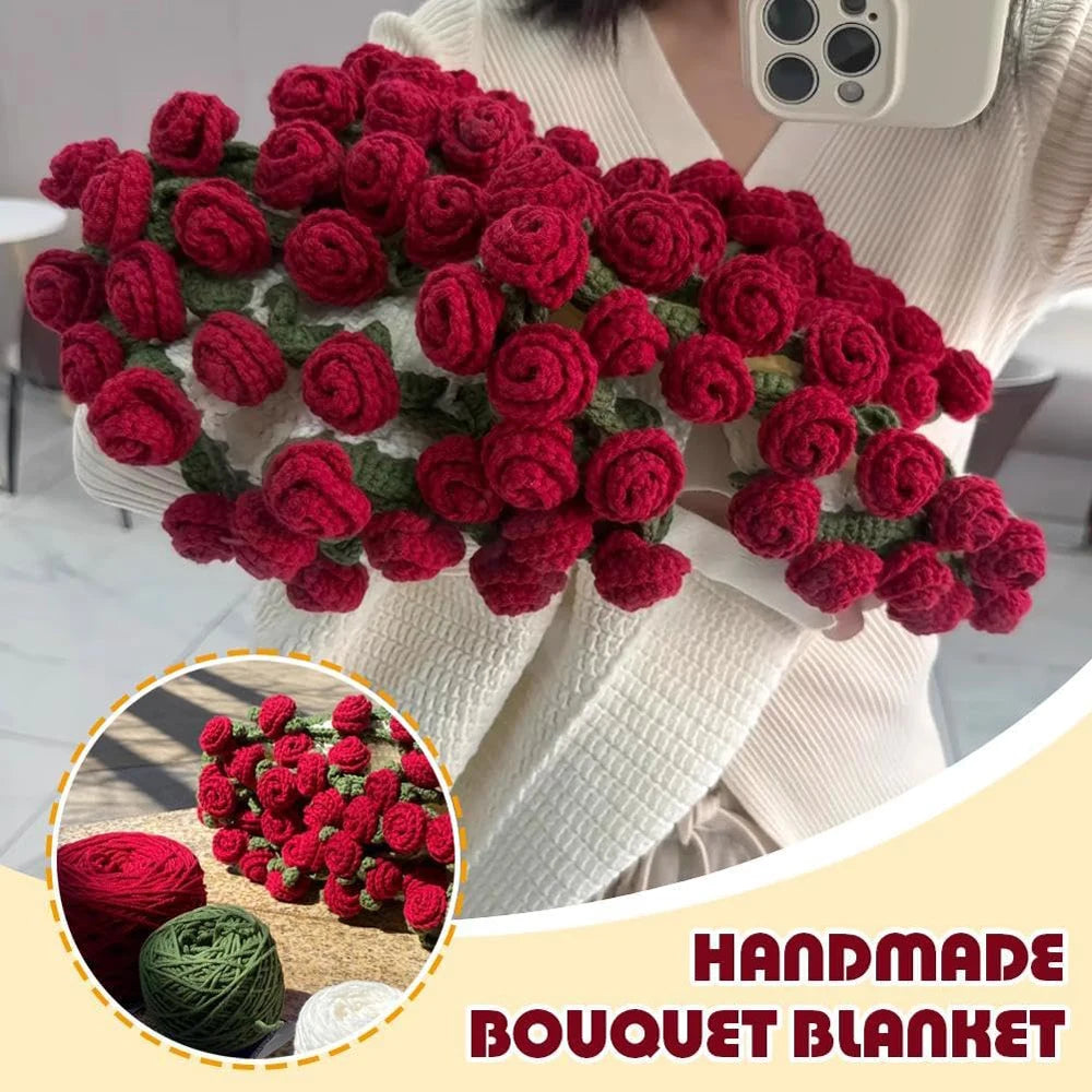 Finished Flower Bouquet Blanket Soft and Lightweight Knitted Throw