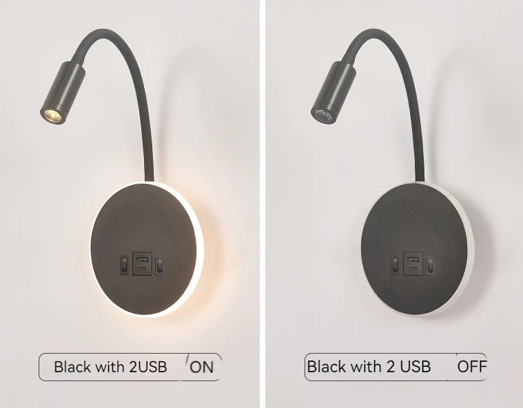 Gooseneck Reading Wall Lamp with USB