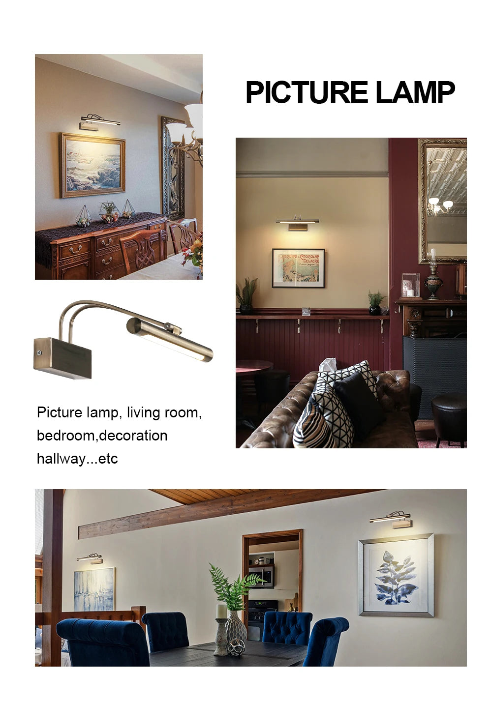 Led Bathroom Wall Light Black Copper AC85-265V Interior Wall Lamp