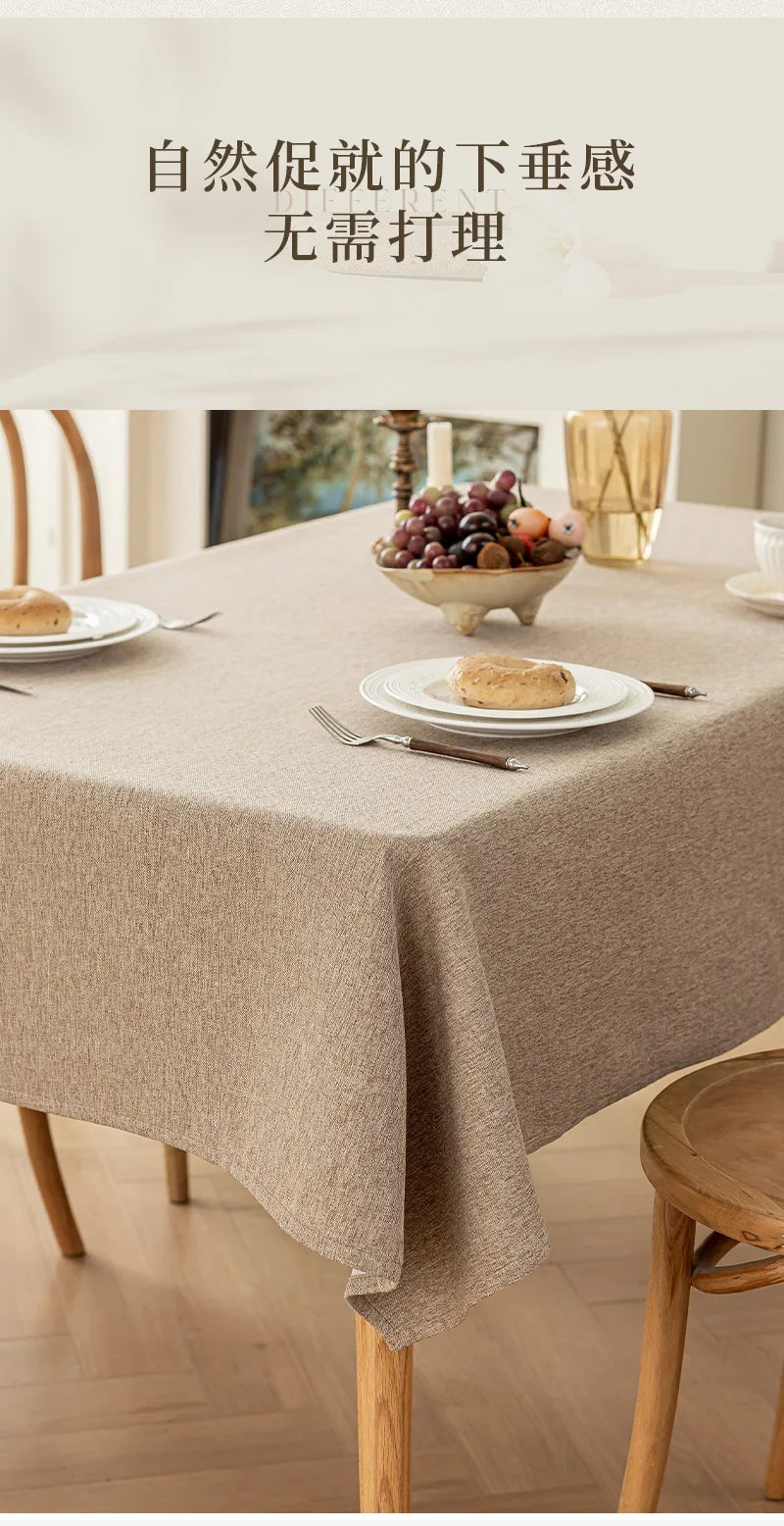 Cotton and Linen Three-proof Tablecloth Waterproof and Dustproof Solid
