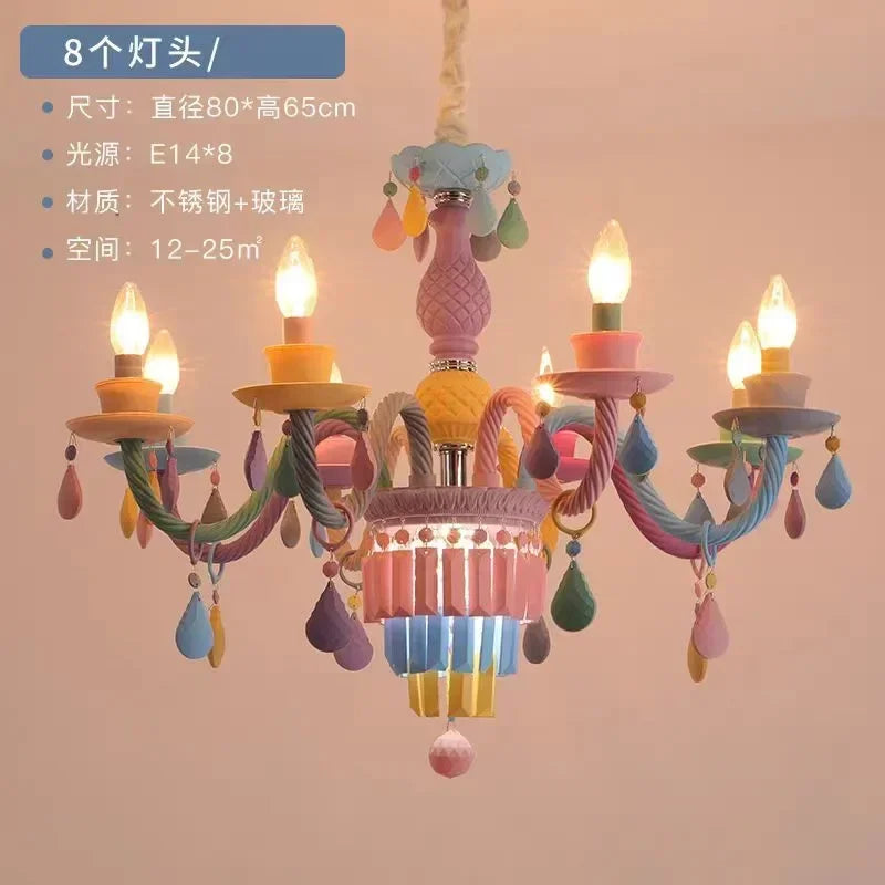 European Children Rainbow Chandelier Designer Macarone Lights Led