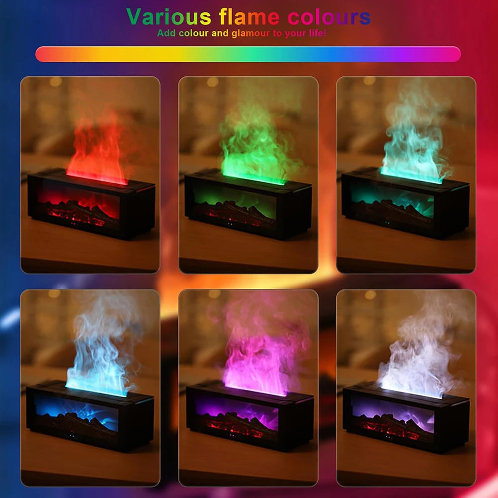 Flame Essential Oil Diffuser, 3D Flame Fireplace Aromatherapy Machine