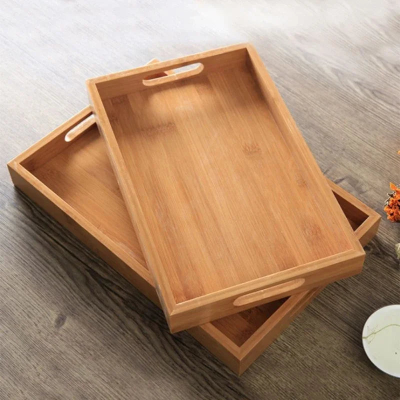 Bamboo Serving Tray With Handles