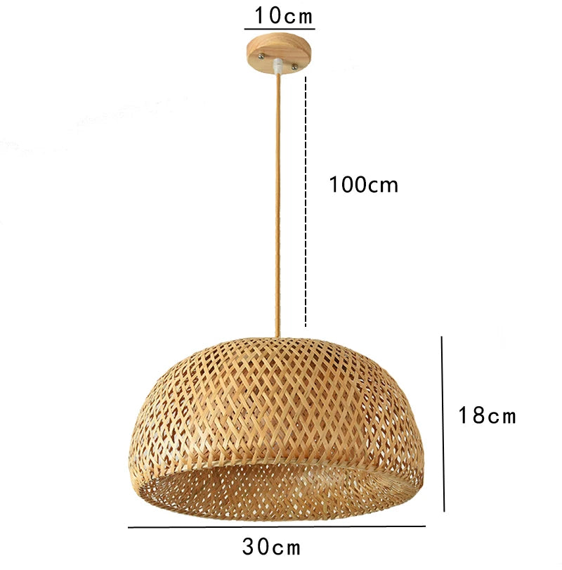 Hand Knitted Chinese Style Weaving Hanging Lamps 18/19/30cm Bamboo