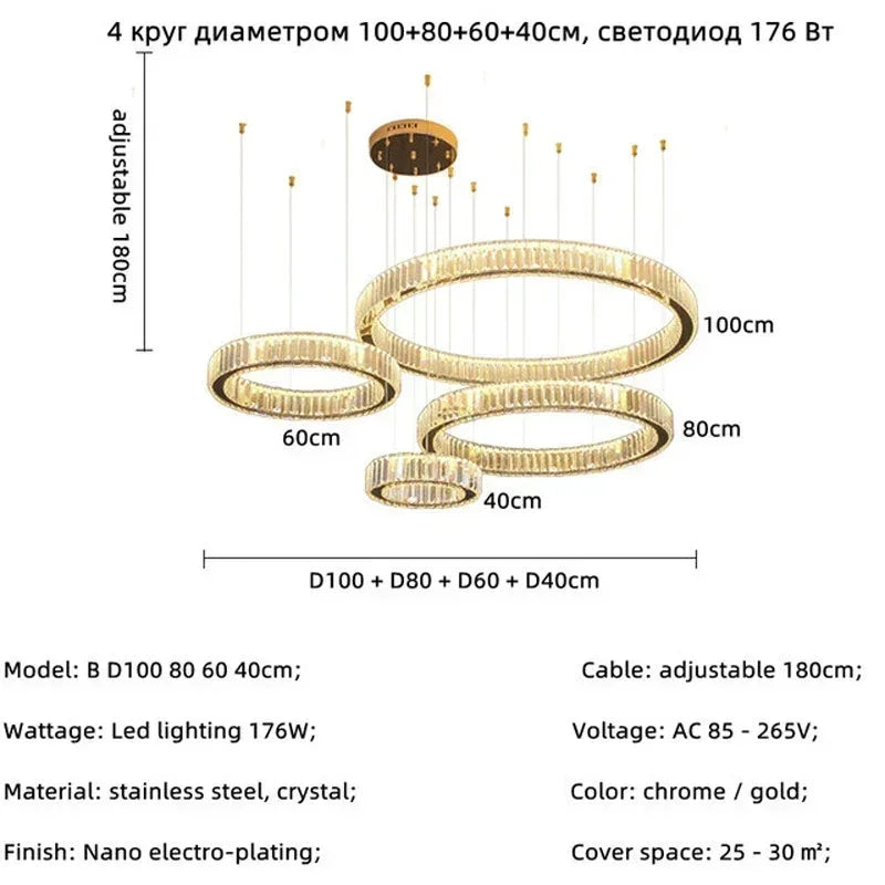 Modern Gold Luxury Crystal LED indoor Chandelier Bedroom Living Room