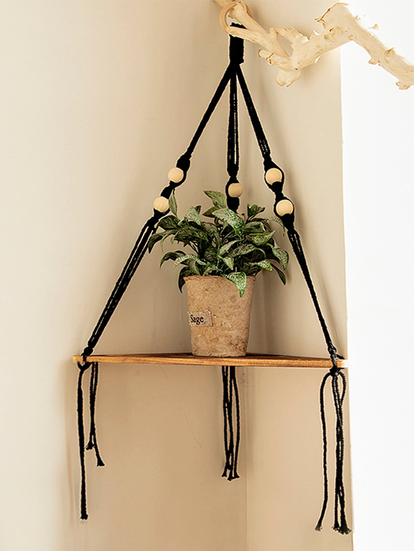 Hanging Wood Corner Shelf