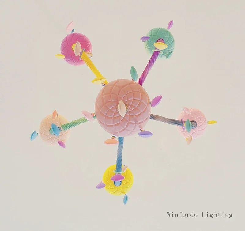 European Children Rainbow Chandelier Designer Macarone Lights Led