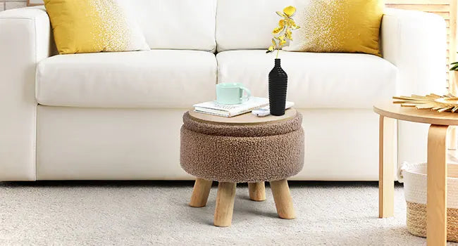 Nordic Boucle Ottoman Footstool with Storage