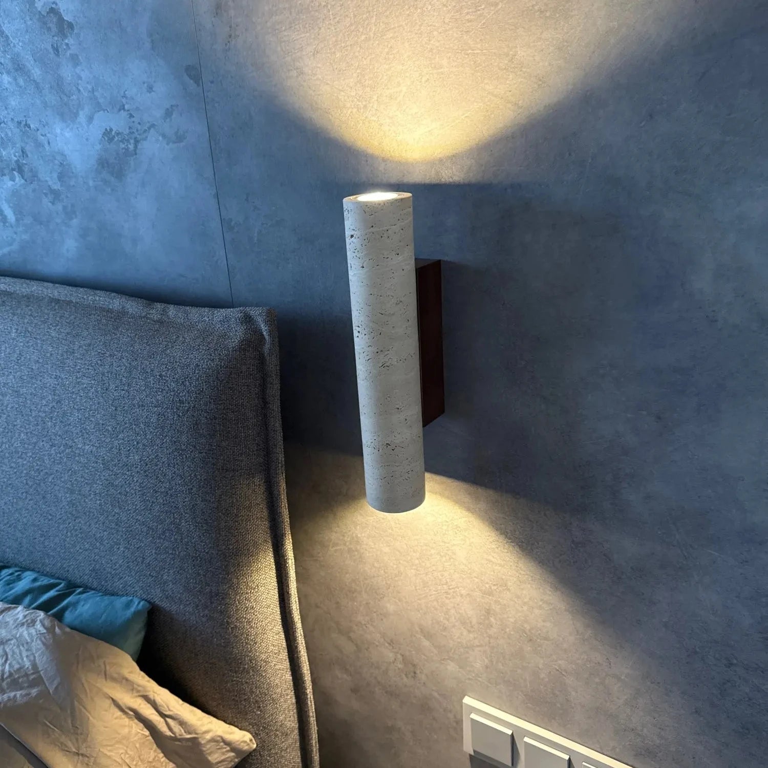 Indoor Stone Wall Lamp Travertine Sconce Light Hardwired With E27 Bulb for Bedroom Living Room
