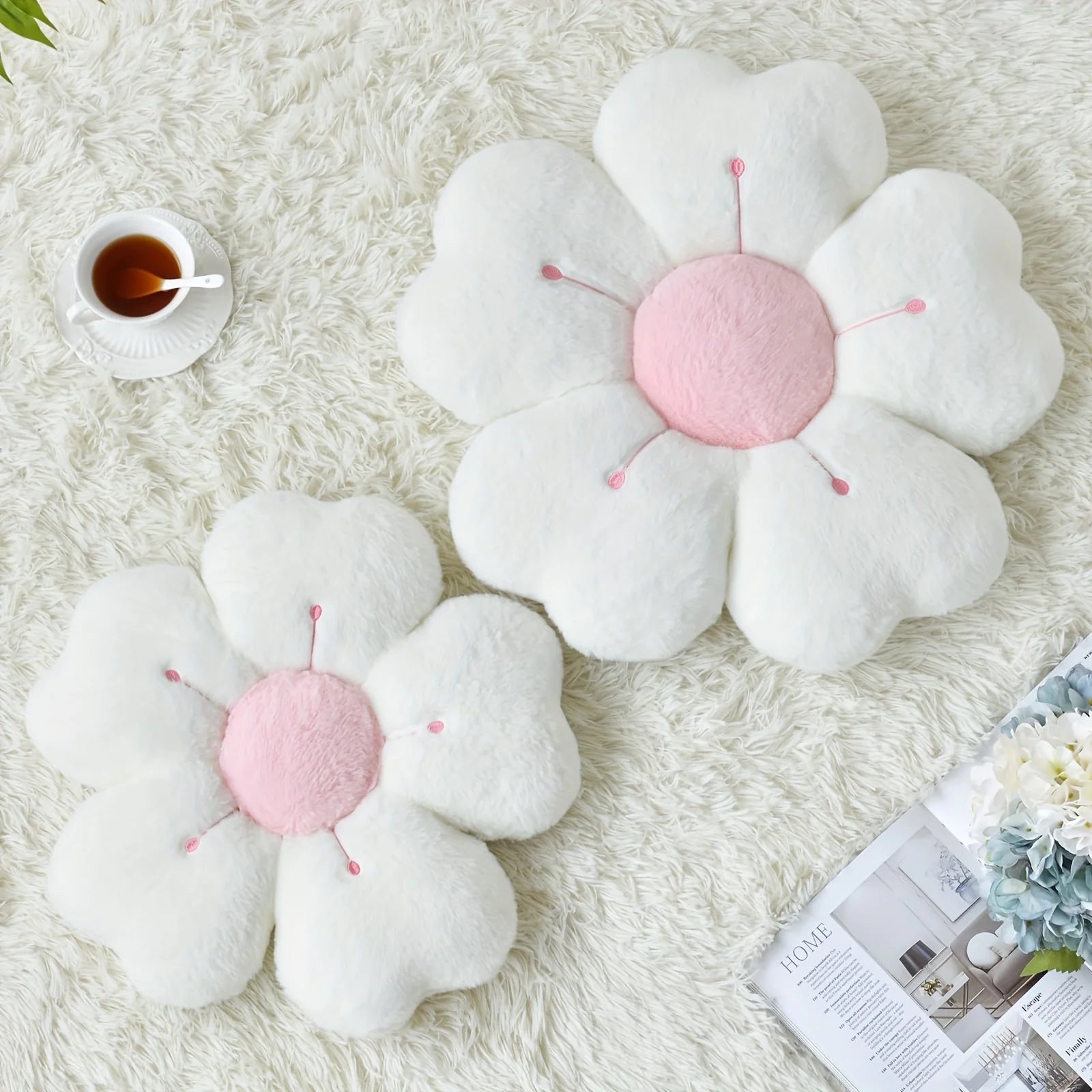Flower Shaped Plush Throw Pillow
