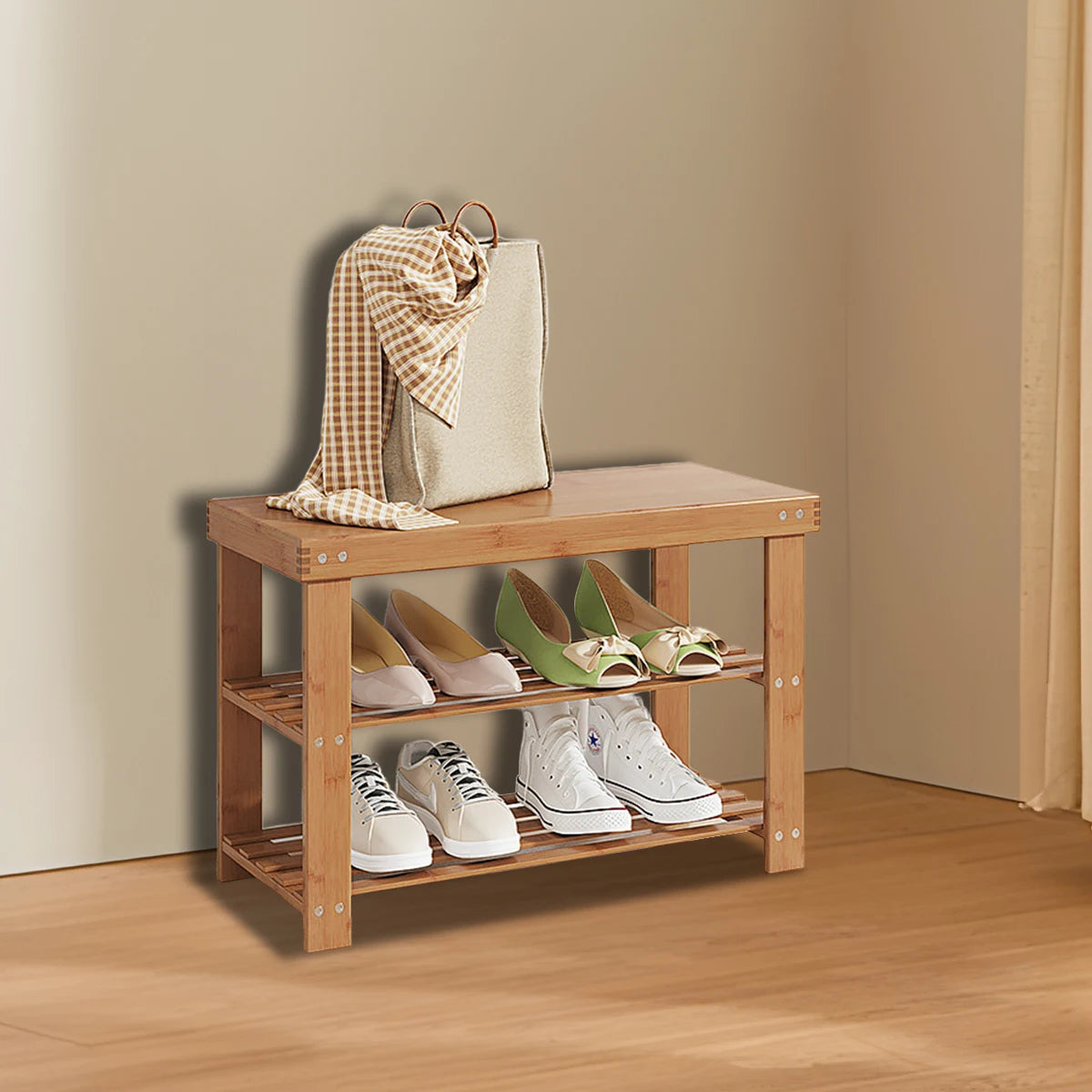 Stackable Bamboo Shoe Rack