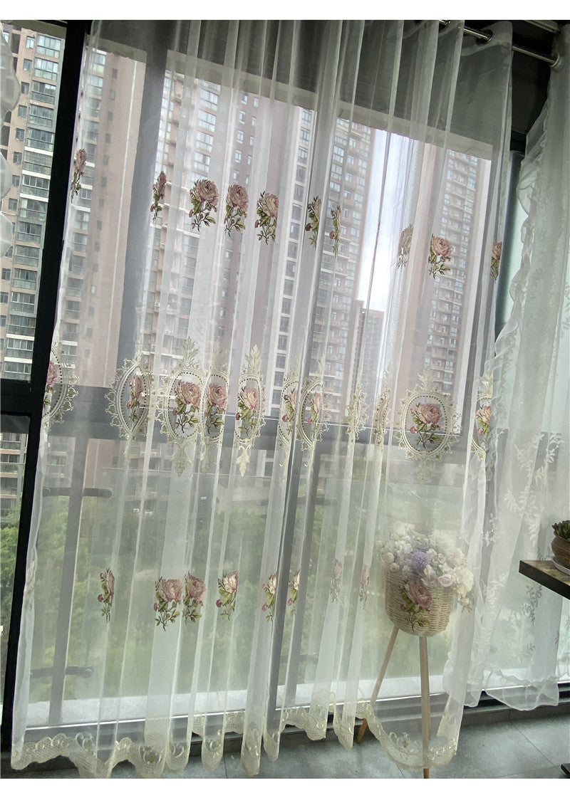 Peony Embroidered Sheer Curtain