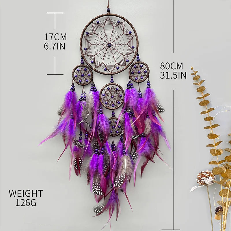Vintage Blue Feathers Dream Catcher Wall Hanging Bedroom Pendants