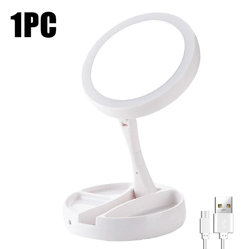 LED Daylight Makeup Mirror, 360 Rotating with Detachable Base