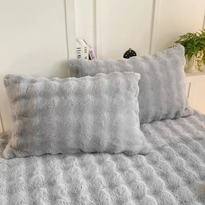 2pcs Fluffy Plush Pillowcase 48x74cm Winter Warm Thickness Pillow Sham