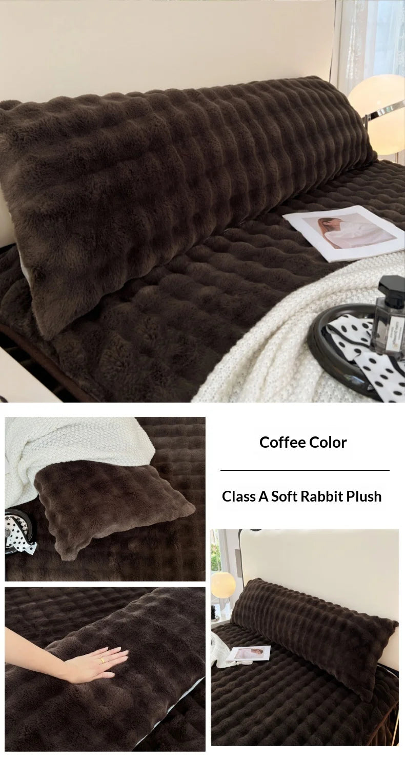 Solid Color Plush Long Pillowcase Cushion Cover