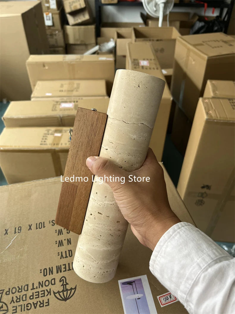 Indoor Stone Wall Lamp Travertine Sconce Light Hardwired With E27 Bulb for Bedroom Living Room