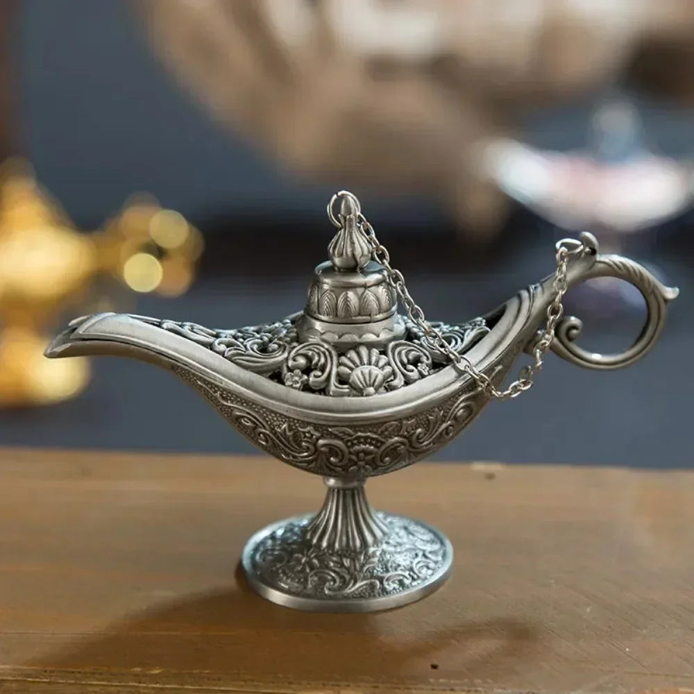 Hollow Metal Oil Lamp Incense Burner, 12 cm