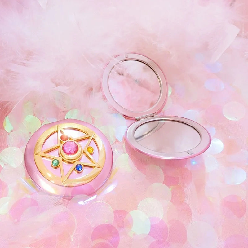 Portable Crystal Star Folding Makeup Mirror
