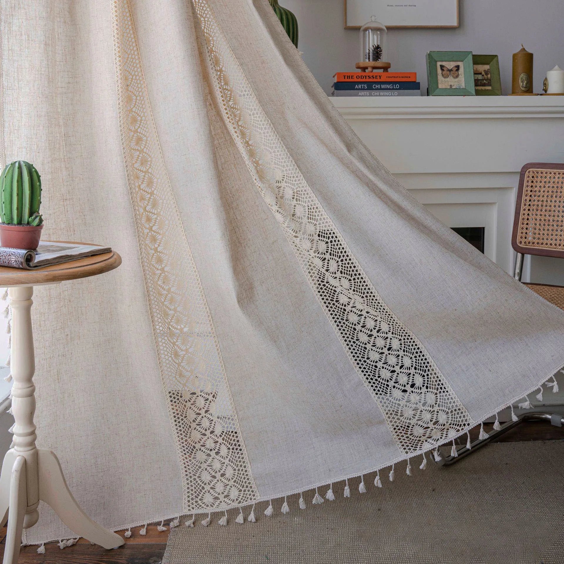 Boho Linen Tassel Curtain Panel