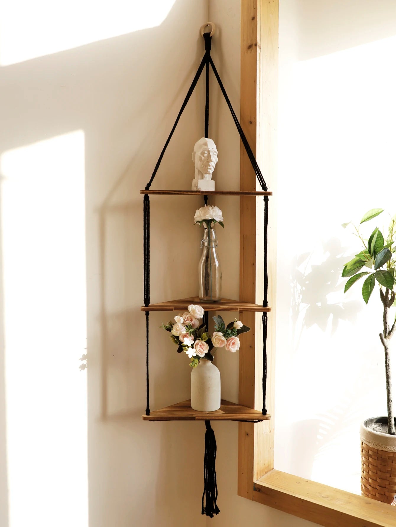 Hanging Wood Corner Shelf