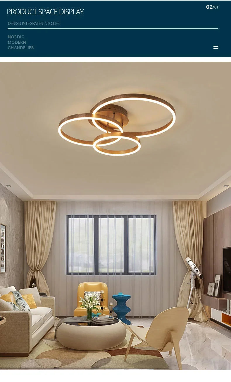 Gold Multi Ring LED Chandelier