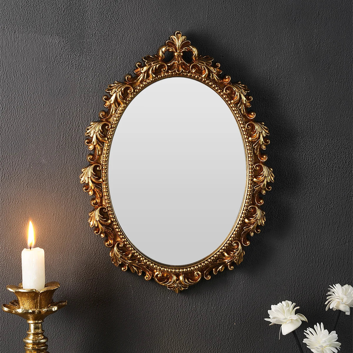 Golden Oval Wall Mirror
