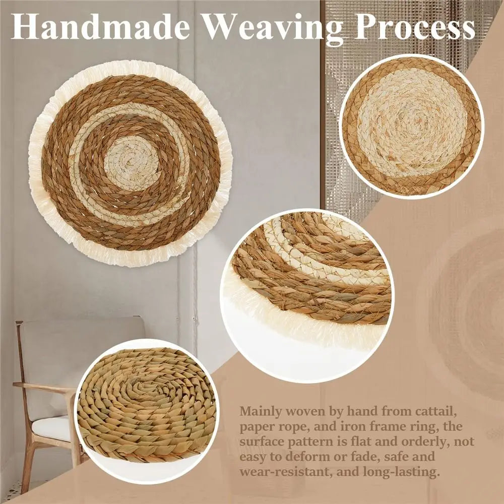 Boho Wall Baskets Seagrass Rattan Wicker Handmade Wall Art