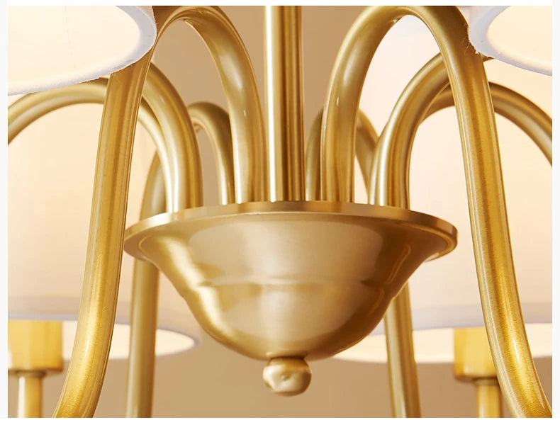 Copper and Fabric Retro Chandelier