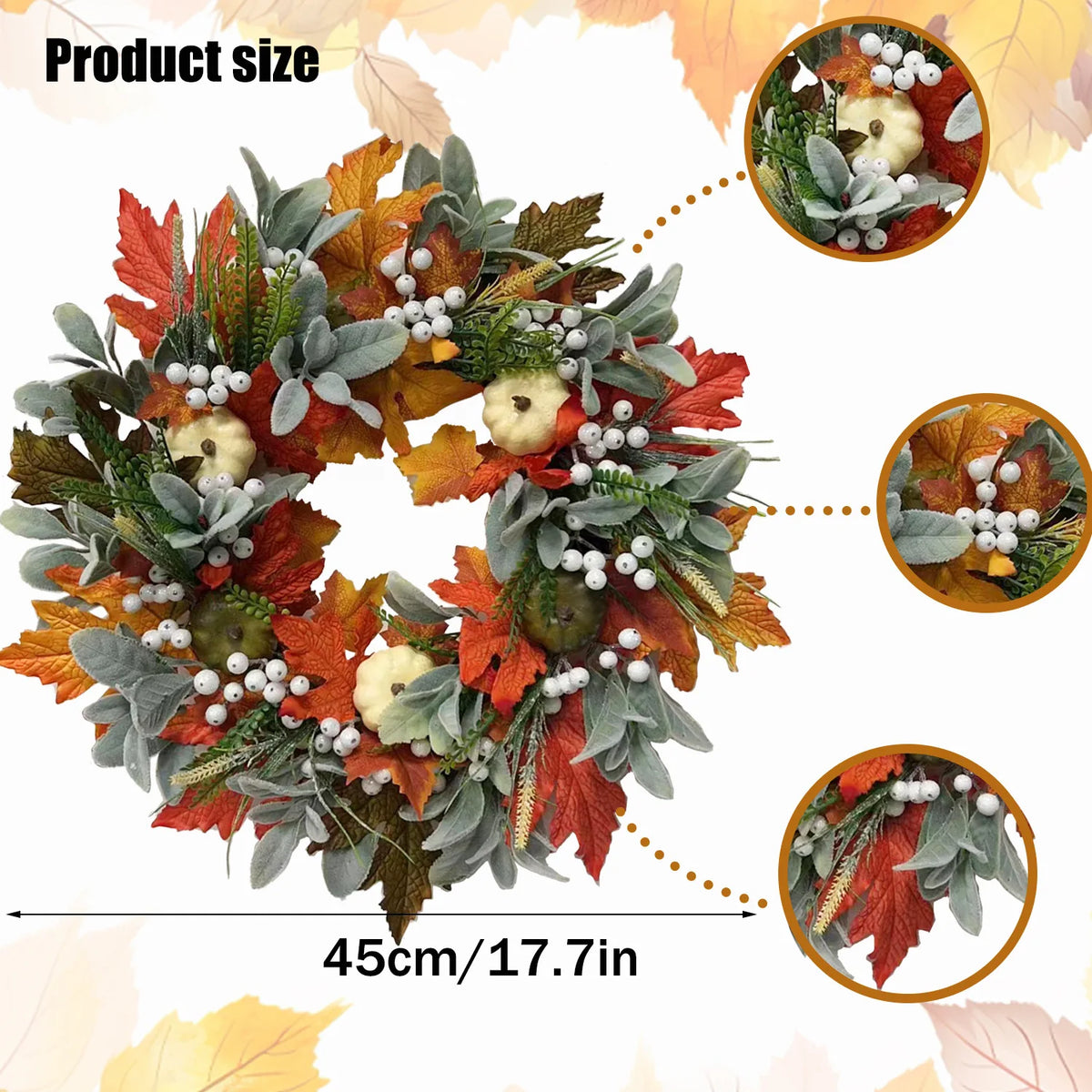 Maple Leaf and Mini Pumpkin Door Wreath
