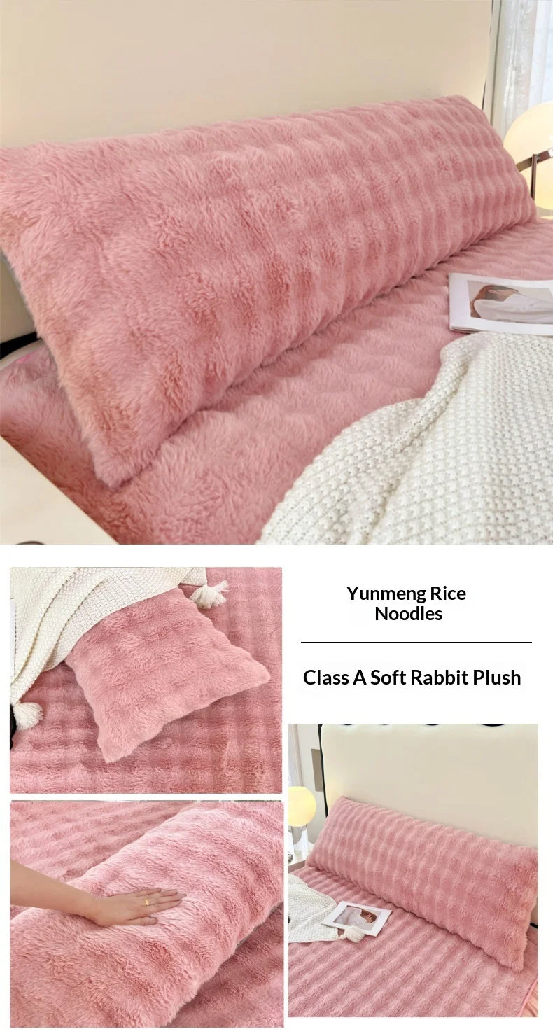 Solid Color Plush Long Pillowcase Cushion Cover