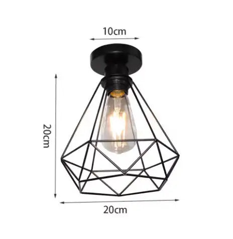 Vintage Wrought Iron Frame Pendant Light