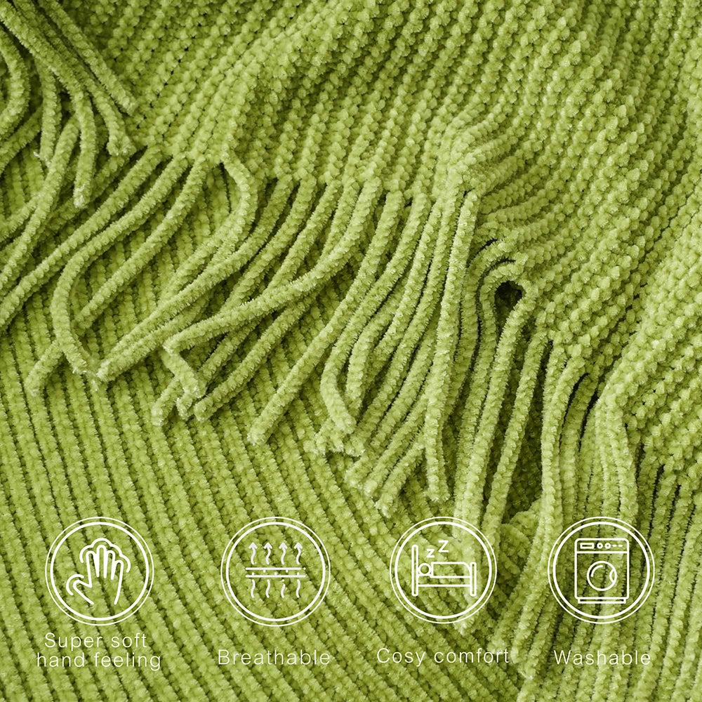 Chenille Knit Plaid Throw Blanket
