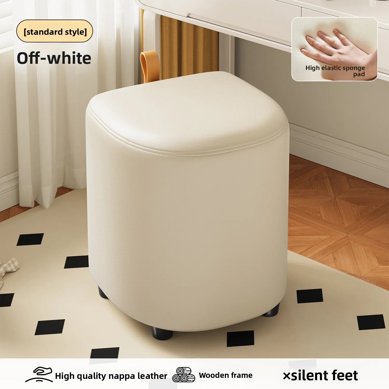 Storage Vanity Stool with Wheels