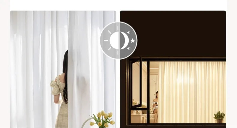 Custom Size Good Quality Cat-Proof White Tulle Sheer Curtains