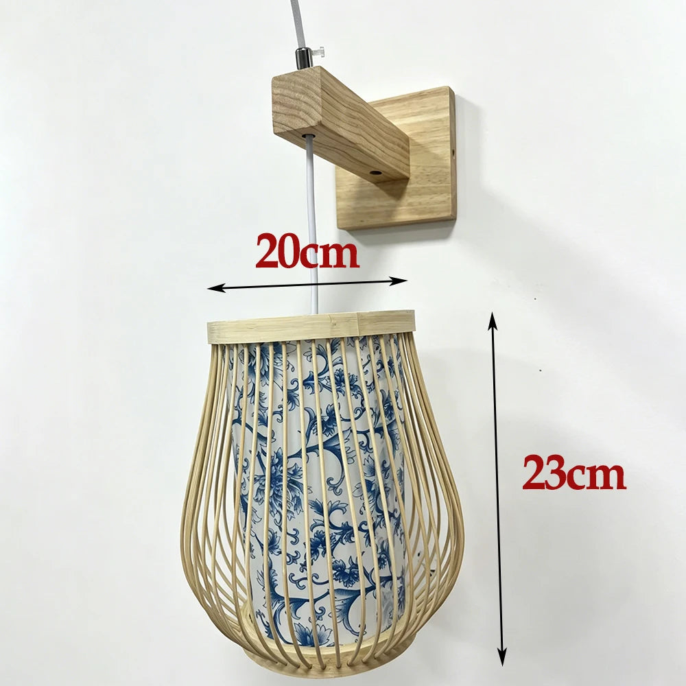 Japanese Bamboo Rattan Wall Lamp