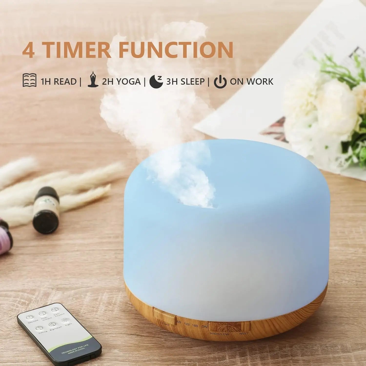 500ML USB Wood Grain Aroma Diffuser Essential Oil Air Humidifier
