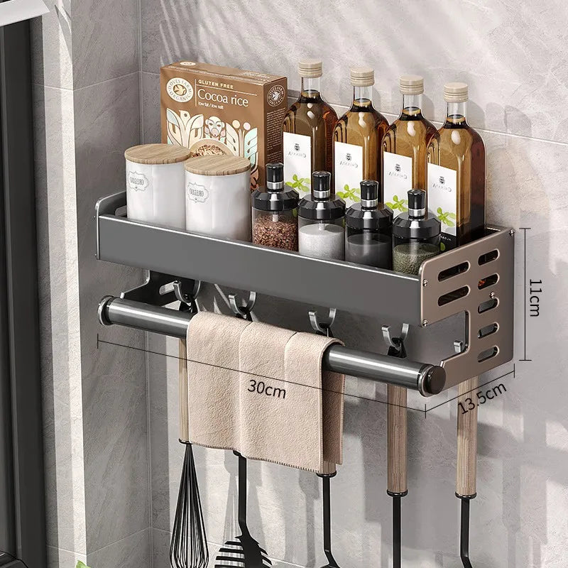 Wall Mounted Kitchen Utensil Rack with Hooks