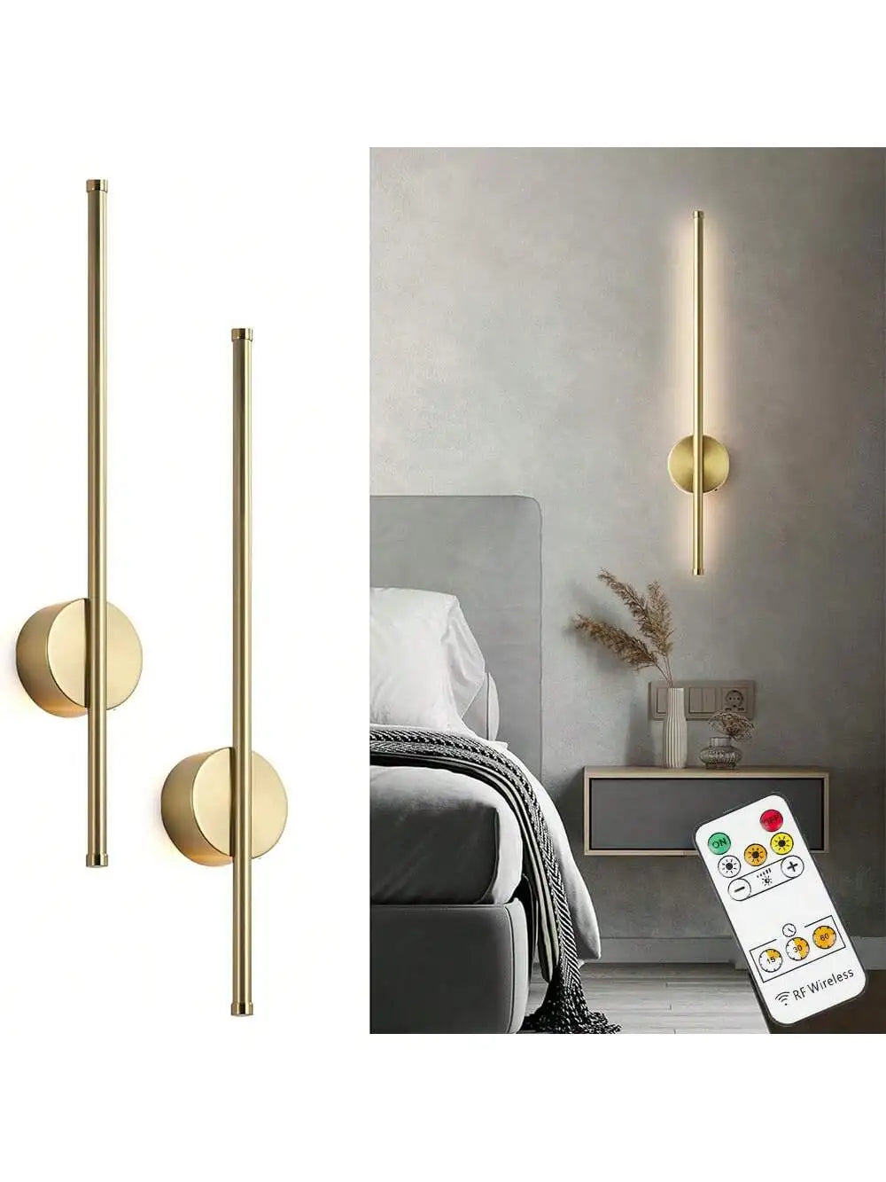 LED Rechargeable Wall Light Installation Free Wall Sconce 1PC 50CM