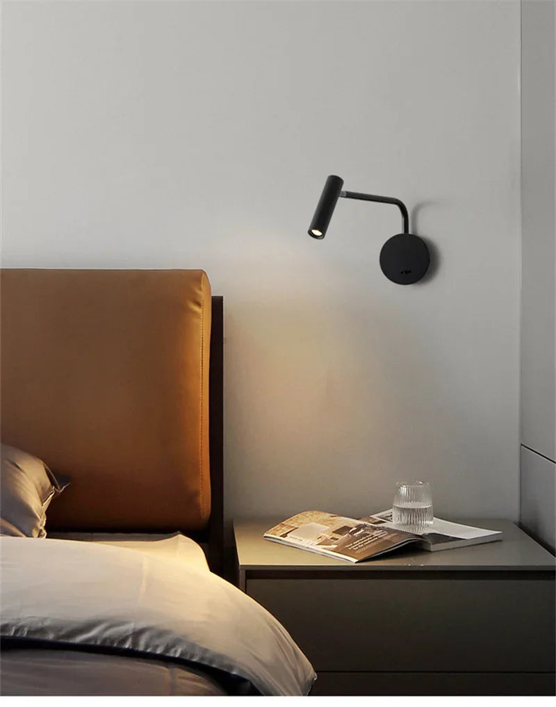 Modern Swing Arm Reading Wall Lamp Hotel Rooms Lamp 3W LED Adjustable