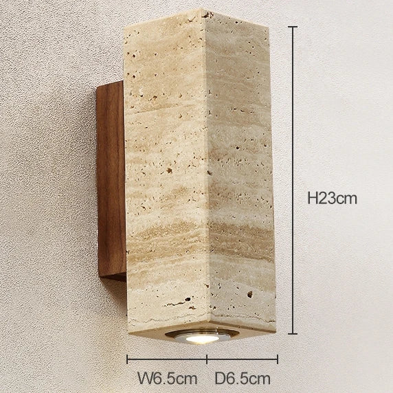 Indoor Stone Wall Lamp Travertine Sconce Light Hardwired With E27 Bulb for Bedroom Living Room